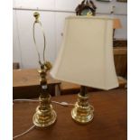 PAIR OF BRASS TABLE LAMPS Condition Report: Generally,