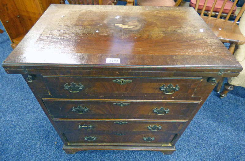 LATE 19TH CENTURY STYLE MAHOGANY GENTLEMAN'S CHEST WITH FLIP-TOP OVER 3 DRAWERS,