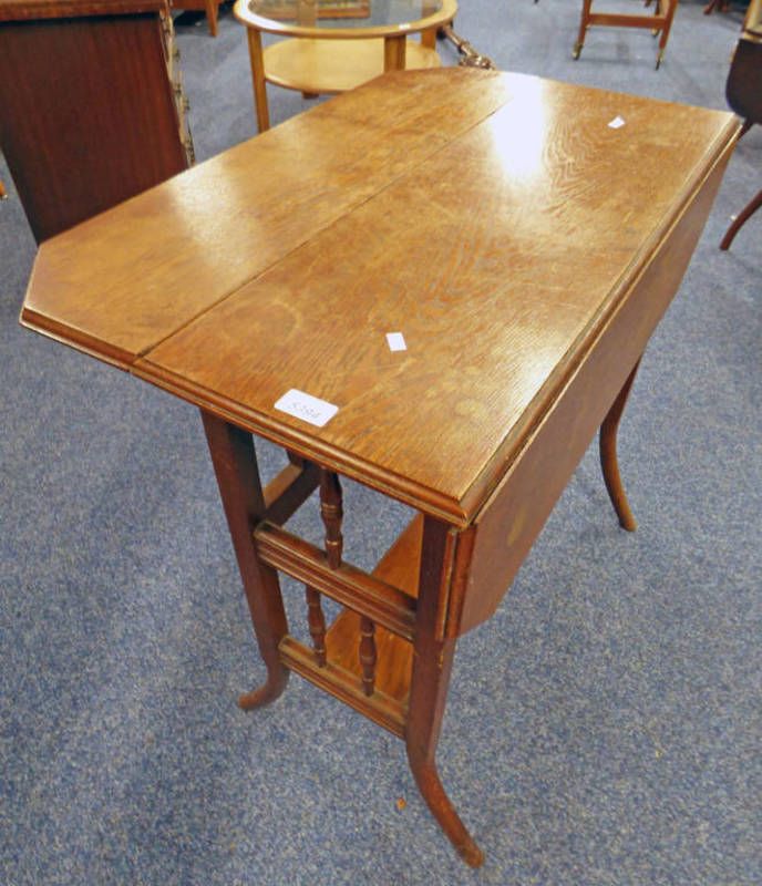 LATE 19TH CENTURY OAK SUTHERLAND TABLE ON SPLAYED SUPPORTS,