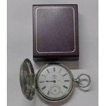 SILVER HUNTER POCKET WATCH WITH EMBOSSED DECORATION BY JOHN FORREST OF LONDON - CHESTER 1899.