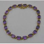 10K YELLOW AMETHYST LINE BRACELET - 18CM LONG Condition Report: Amethysts: approx 6.