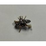 EARLY 20TH CENTURY ROSE CUT DIAMOND & GEM SET INSECT BROOCH - 2.