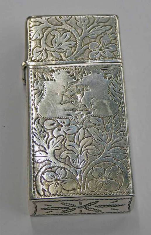 WILLIAM IV SILVER LANCET CASE WITH FLORAL ENGRAVED DECORATION,