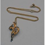 9CT GOLD FLORAL PENDANT ON CHAIN BY SHEILA FLEET ORKNEY - 6.