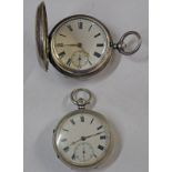 SILVER HUNTER POCKET WATCH BY MAYER JACOBSEN OF GLASGOW - CHESTER 1891 & A SILVER OPENFACED POCKET