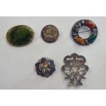 SCOTTISH LUCKENBOOTH BROOCH, MONTROSE AGATE SET THISTLE BROOCH,