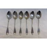 SET OF 6 SCOTTISH SILVER BRIGHT-CUT TEASPOONS WITH ENGRAVED DECORATION,