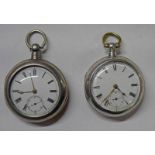 2 SILVER DOUBLE CASED POCKET WATCHES 1 BY ALEXANDER GRAY OF ABERDEEN - LONDON 1910 & ANOTHER LONDON