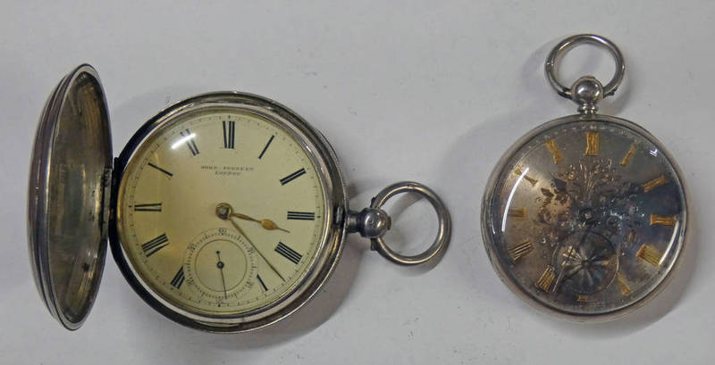 SILVER HUNTER POCKET WATCH BY JOHN FORREST OF LONDON - BIRMINGHAM 1893 AND A SILVER OPENFACE POCKET