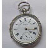 SILVER CASED H SAMUEL POCKET WATCH - THE CLIMAX TRIP ACTION PATENT,
