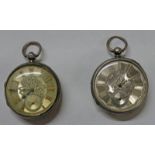 SILVER OPENFACE POCKET WATCH WITH SILVERED DIAL,