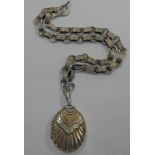 SILVER DECORATIVE LOCKET- BIRMINGHAM 1882 ON FANCY LINK CHAIN