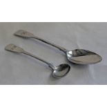 SCOTTISH PROVINCIAL SILVER SALT SPOON BY ROBERT KEAY OF PERTH & SILVER TEASPOON BY GEORGE JAMIESON