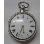 SILVER PAIR VERGE POCKET WATCH BY BAYLEY OF LONDON - BIRMINGHAM, POSSIBLY 1826,