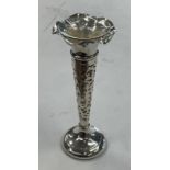 A PIERCED SILVER GLASS LINED TAPERING VASE, SHEFFIELD 1907 - 17.