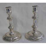 PAIR OF SILVER CANDLESTICKS ON CIRCULAR BASES, LONDON 1983 - 16.