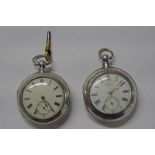 2 SILVER DOUBLE CASED POCKETWATCHES BY AW FRASER GRANTOWN - CHESTER 1892 & 1 OTHER - CHESTER 1892