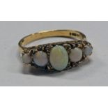 9CT GOLD 5-STONE OPAL SET RING - 2.