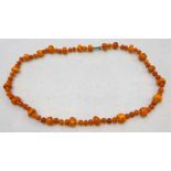 YELLOW AMBER BEAD NECKLACE - 30G - 30CM DROP