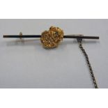 UNMARKED YELLOW METAL GOLD NUGGET BAR BROOCH - 5.