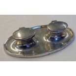 OVAL SILVER INKWELL STAND BIRMINGHAM 1914