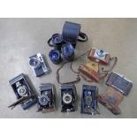 YASHICA ELECTRO 35 CAMERA, KODAK BROWNIE AUTOGRAPHIC CAMERA, AGFA AUTOGRAPHIC CAMERA,