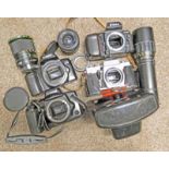 CANON EOS 1000F CAMERA WITHOUT LENS, PRAKTICA LTL 3 CAMERA WITHOUT LENS WITH CASE,