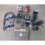 POLAROID 800 LAND CAMERA, KODAK BROWNIE CRESTA II CAMERA, PRAKTICA MTL5B CAMERA WITHOUT LENS,