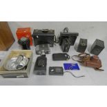 SELECTION OF CAMERAS AND EQUIPMENT TO INCLUDE PATHE CAMERA, BELL & HOWELL CAMERA,