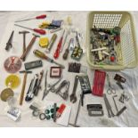SELECTION OF VARIOUS TOOLS TO INCLUDE SMALL HAMMERS, SCREW DRIVERS,