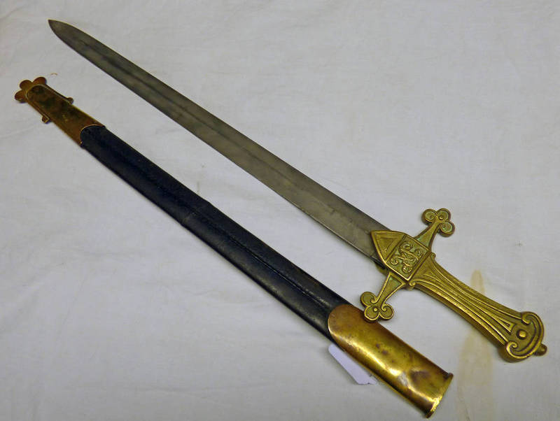 BRITISH ARMY DRUMMERS SWORD WITH 50CM LONG DOUBLE EDGED BLADE,