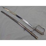 AUSTRIAN INFANTRY OFFICERS SHORT MODEL SWORD WITH 75 CM LONG BLADE, PLATED CHARACTERISTIC HILT,