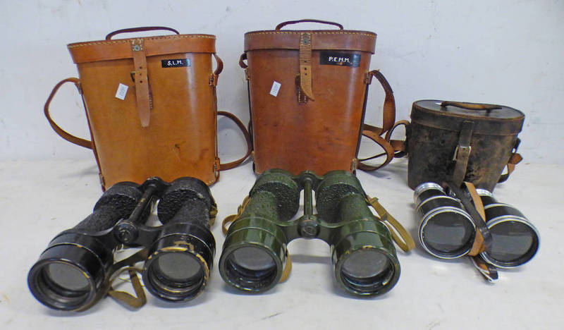 WW2 1941 BRITISH MILITARY BINOCULARS BINO PRISM NO 5 MKIII X 7 RL MAKER WITH LEATHER CASE AND A