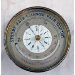 FRENCH MADE CLOCK BAROMETER IN GILT METAL CASE, 14.