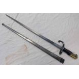 FRENCH MODEL 1874 GRAS BAYONET WITH 51.8CM LONG BLADE MARKED MRE.D'ARMES DE CHATA MAR.