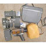 CORONEL FOLDING CAMERA CASE, QUARTZ-M CINE CINEMA WITH INSTRUCTION MANUAL, BAG, HC-4X & HC-2X LENS,