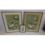 ORIENTAL WATERCOLOUR ON RICE PAPER OF A SEATED FEMALE AND TWO OTHER FRAMED ORIENTAL WATERCOLOURS
