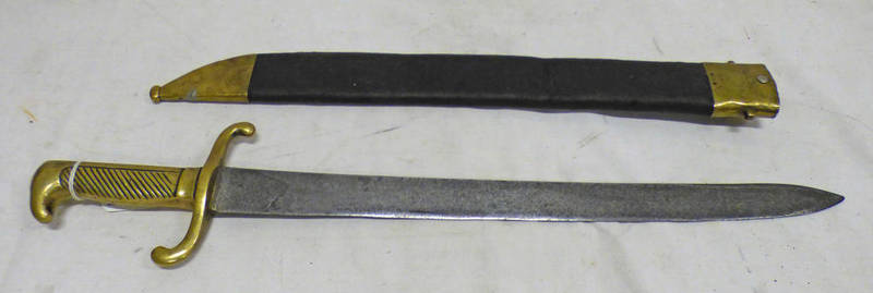 PRUSSIAN MODEL 1864 SIDE ARM WITH 44 CM LONG SLIGHTLY CURVED BLADE WITH ASSOCIATED SCABBARD
