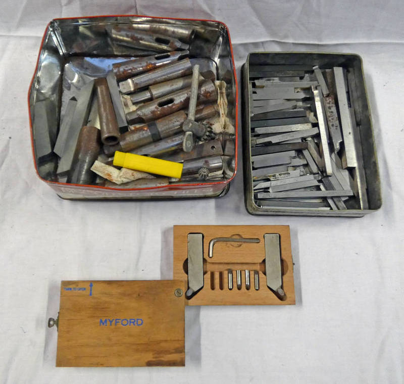 SELECTION OF LATHE CUTTING BITS ETC IN 2 BOXES