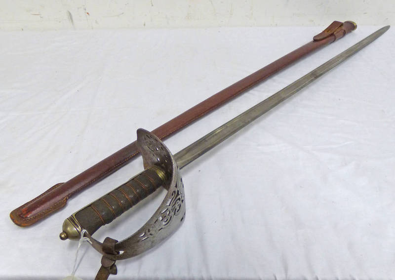 GVR BRITISH 1897 PATTERN INFANTRY OFFICERS SWORD WITH ITS FIELD SERVICE SCABBARD