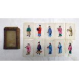 10 RICE PAPER PAINTINGS OF CHINESE FIGURES 9 CM X 6 CM