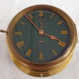 NAVAL BULKHEAD CLOCK WITH BRASS BODY AND COPPER HAND,