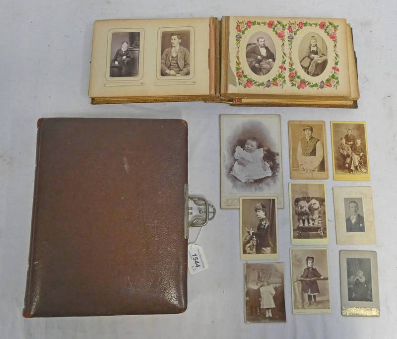 TWO ALBUMS CONTAINING VARIOUS BLACK AND WHITE PORTRAIT CABINET CARDS TO INCLUDE JOHN PENDER