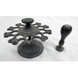 W M DICK SPIRIT MERCHANT DUNFERMLINE STAMP WITH CAST IRON HOLDER -2-