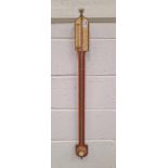 LATE 19TH / EARLY 20TH CENTURY MAHOGANY STICK BAROMETER WITH IVORENE INSETS