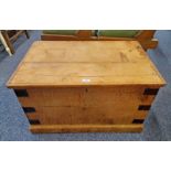 PINE BOX WITH METAL FIXTURES,