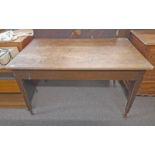 ARTS & CRAFT OAK TABLE WITH DRAWER EACH END ON TAPERED SUPPORTS,