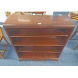 MAHOGANY OPEN BOOKCASE WITH ADJUSTABLE SHELVES,