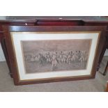 OAK FRAMED ENGRAVING 'THE CHARGE OF THE LIGHT BRIGADE' 51 X 98 CM