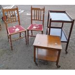 PAIR OF OAK HAND CHAIRS ON BOBBIN SUPPORTS,